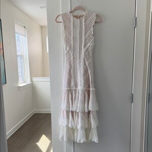Cinq à Sept Ivory Textured High Low Dress